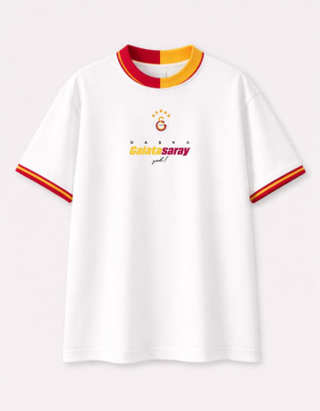 Galatasaray T-Shirt – Ağ/Qara Rəng (Yaxa & Yazı Dizayn)